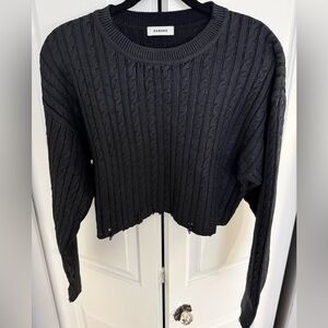 Sandro Charcoal Cable Knit Sweater